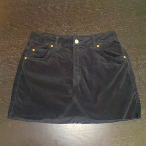 Topshop Moto Velvet Black Mini Raw Hem Skirt